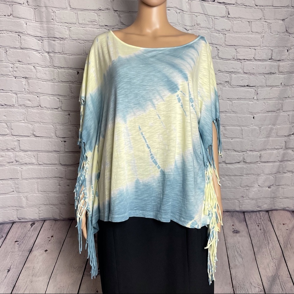 NWT New $88 Free People Movement Fringe Top Poncho Tie Dye Size S
